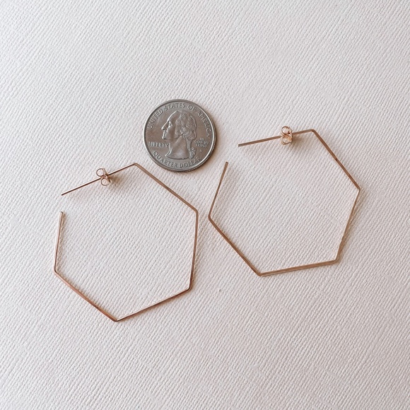 Hammered Hexagon Hoop Earrings - Picture 4 of 4